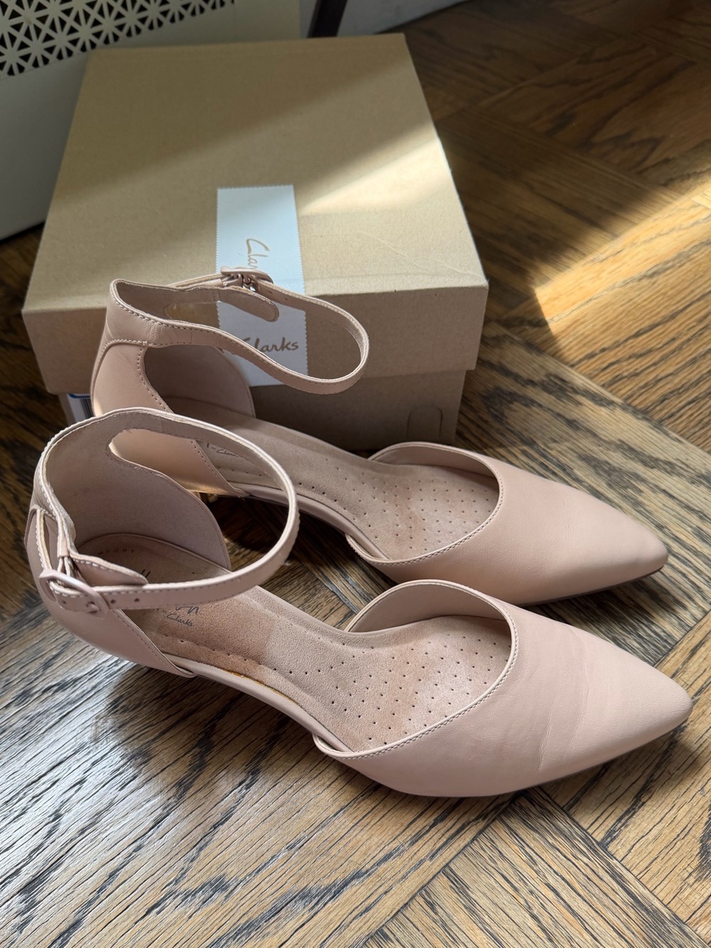 Clarks Linvale Edyth Kitten Heel Ankle Strap Heels